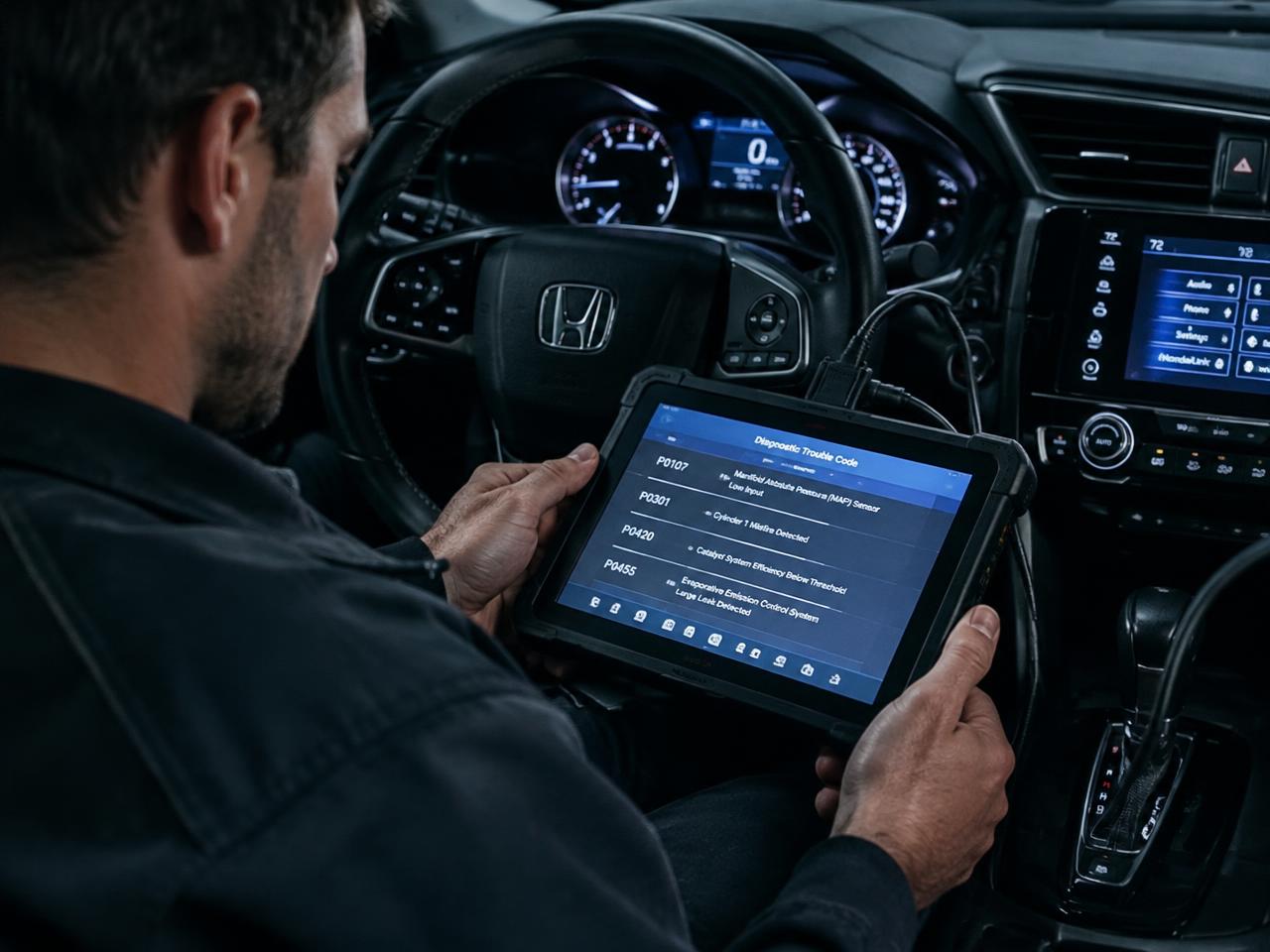 Diagnostic scan tool connected to a car